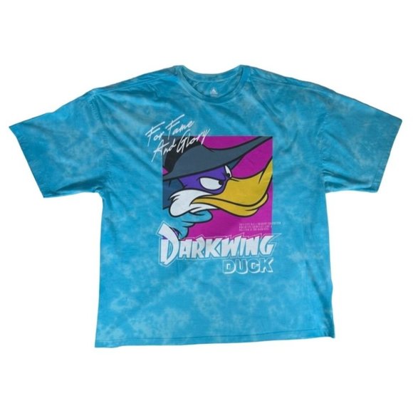 Disney DARKWING DUCK T Shirt Blue Tie Dye Pattern Lets Get Dangerous Mens XXL - Picture 1 of 5